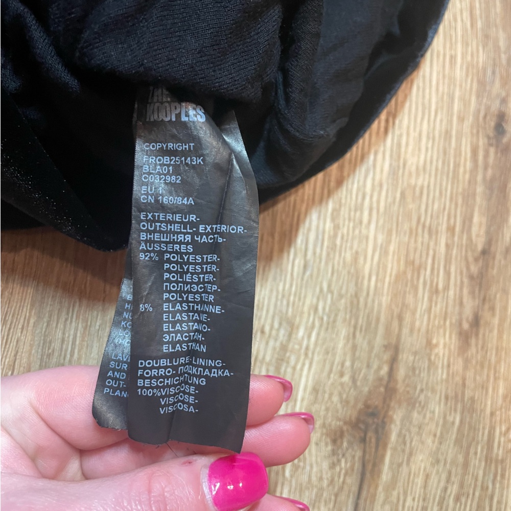 The Kooples Short Sleeve whimsigoth grunge black Velvet Rouched Mini Dress - Picture 9 of 9